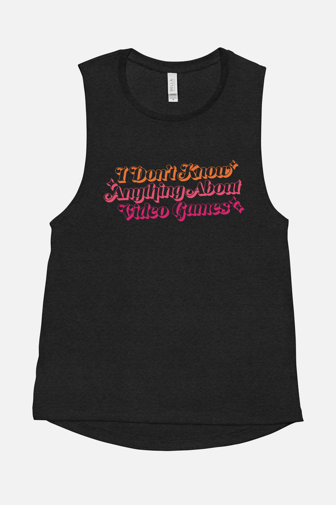 I Don't Know Anything About Video Games Fitted Muscle Tank | Sam Maggs