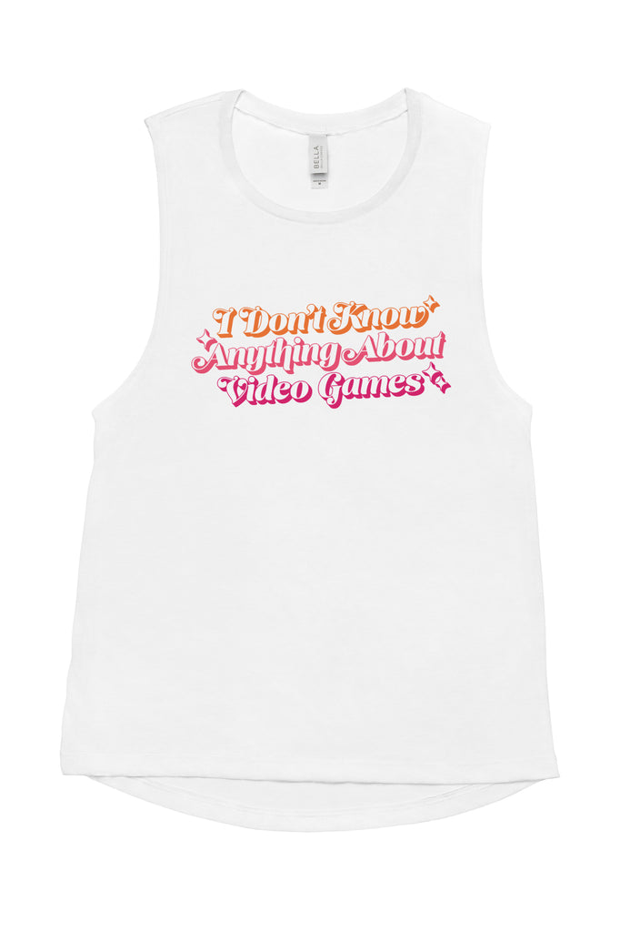 I Don't Know Anything About Video Games Fitted Muscle Tank | Sam Maggs