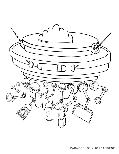 Space Roomba Free Coloring Page