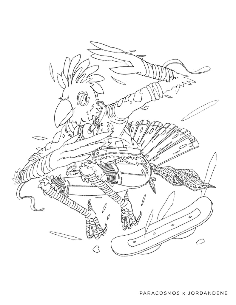 Skatebird Free Coloring Page