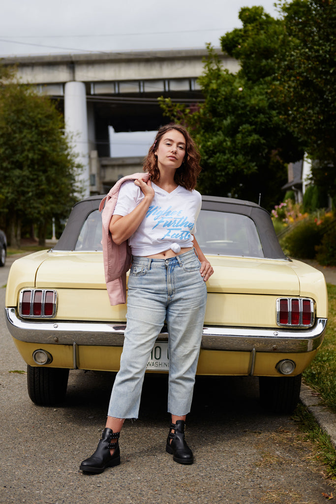 Higher Further Faster Unisex V-Neck T-Shirt