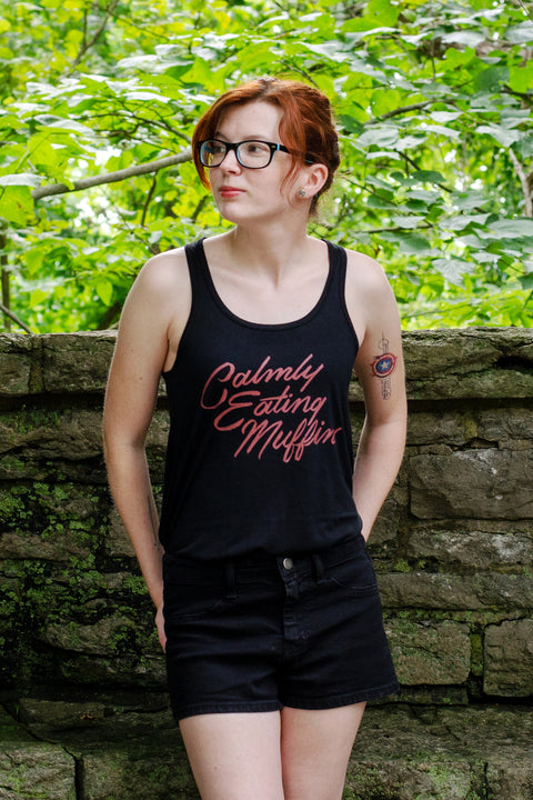 Calmly Eating Muffins Fitted Flowy Racerback Tank | The Importance of Being Earnest