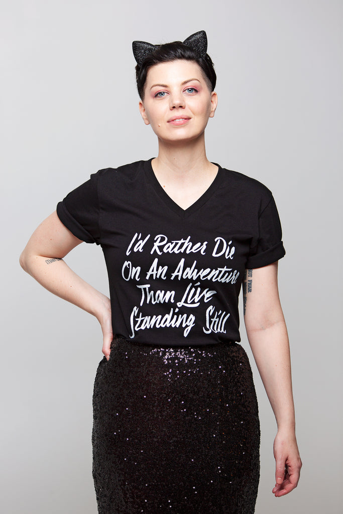 I'd Rather Die on an Adventure Unisex V-Neck T-Shirt | V.E. Schwab Official Collection