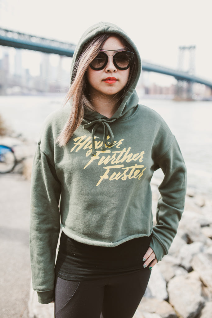 Higher Further Faster Crop Hoodie