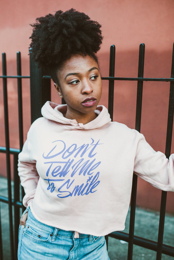 Don't Tell Me to Smile Crop Hoodie