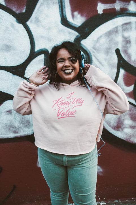 I Know My Value Crop Hoodie