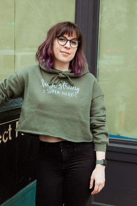 High-Strung Super Nerd Fitted Crop Hoodie