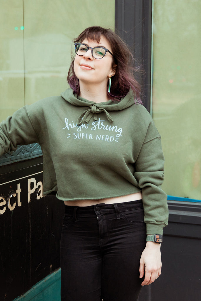 High-Strung Super Nerd Fitted Crop Hoodie
