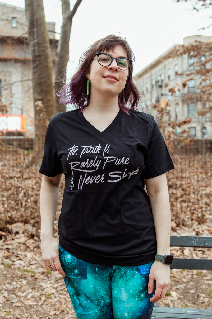 The Truth is Rarely Pure Unisex V-Neck T-Shirt