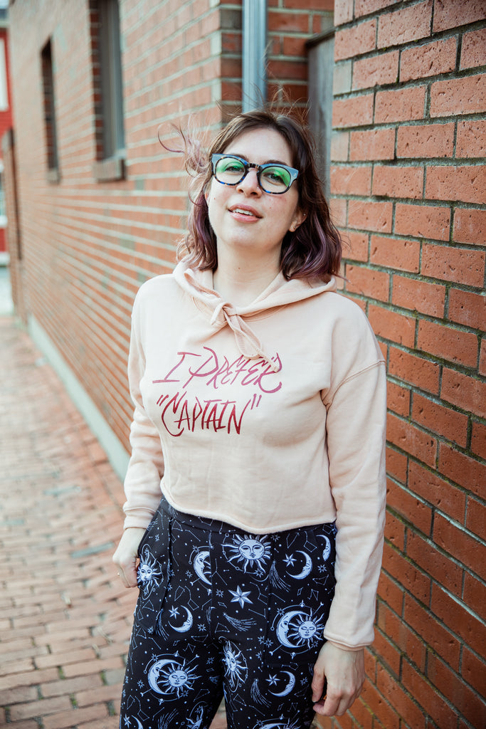 I Prefer "Captain" Fitted Crop Hoodie