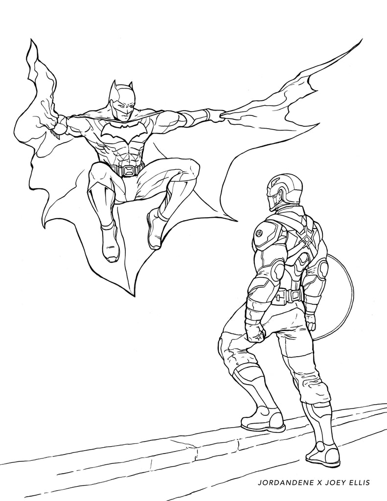 Batman vs. Captain America Free Coloring Page