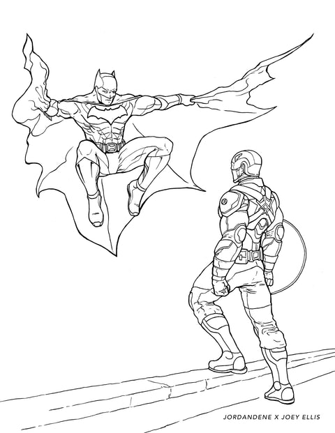 Batman vs. Captain America Free Coloring Page