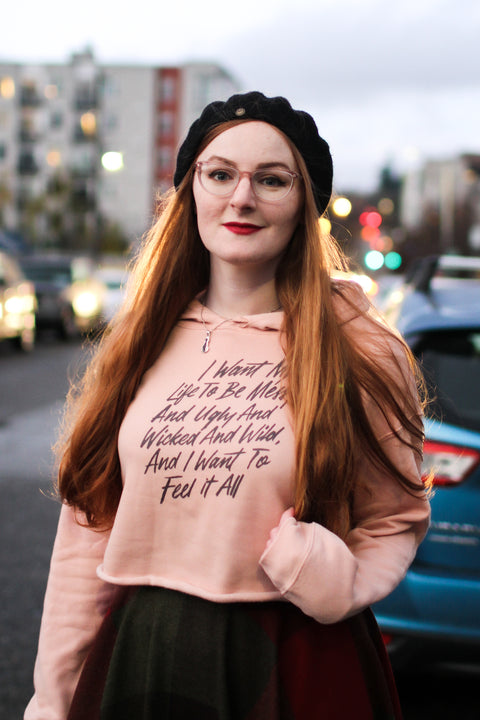 I Want to Feel It All Fitted Crop Hoodie | Mackenzi Lee