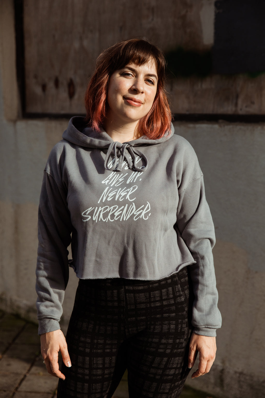 Never Surrender Fitted Crop Hoodie