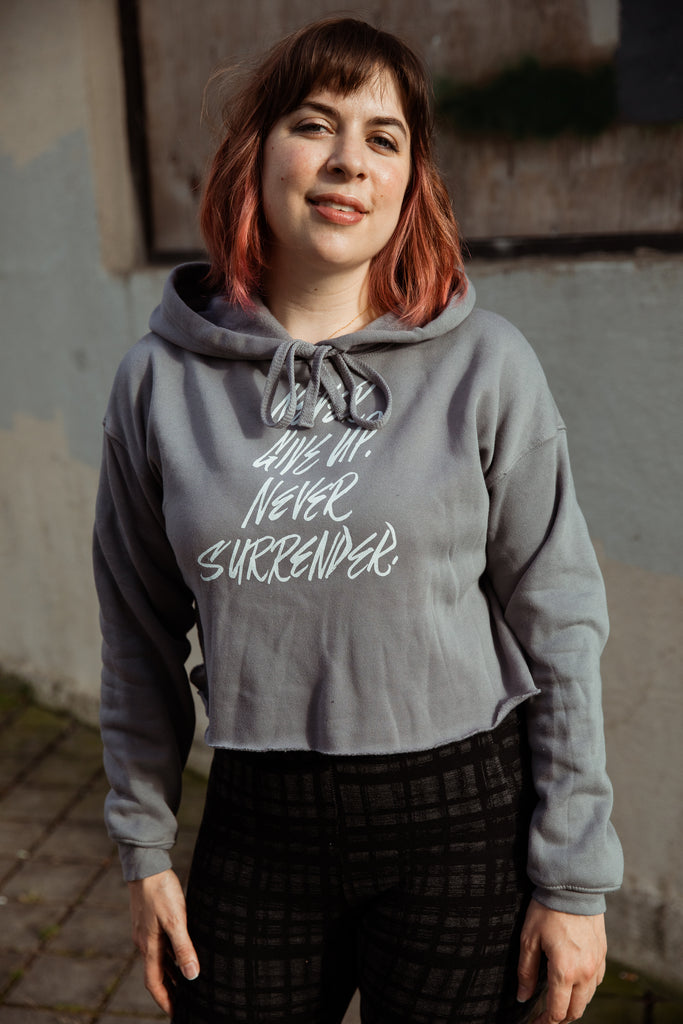 Never Surrender Fitted Crop Hoodie
