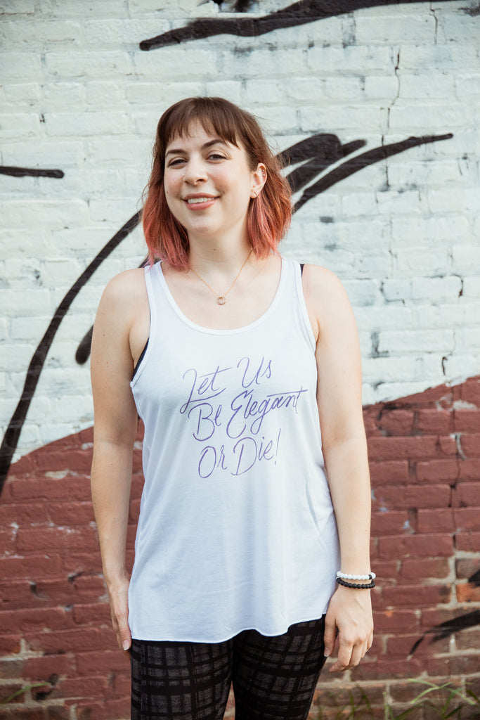 Let Us Be Elegant Fitted Flowy Racerback Tank | Little Women