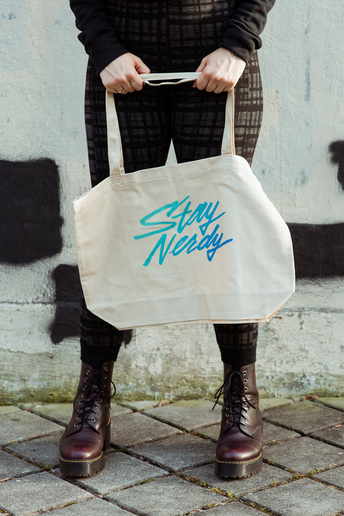 Stay Nerdy Large Eco Tote Bag – jordandene