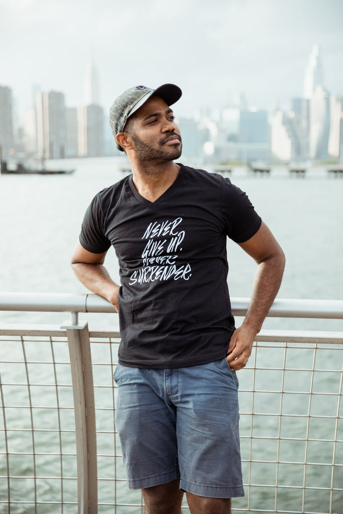 Never Surrender Unisex V-Neck T-Shirt