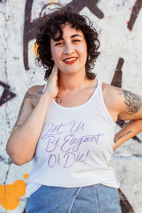 Let Us Be Elegant Fitted Flowy Racerback Tank | Little Women
