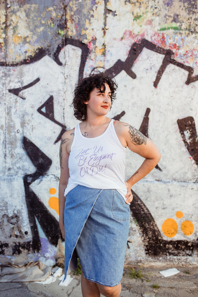 Let Us Be Elegant Fitted Flowy Racerback Tank | Little Women