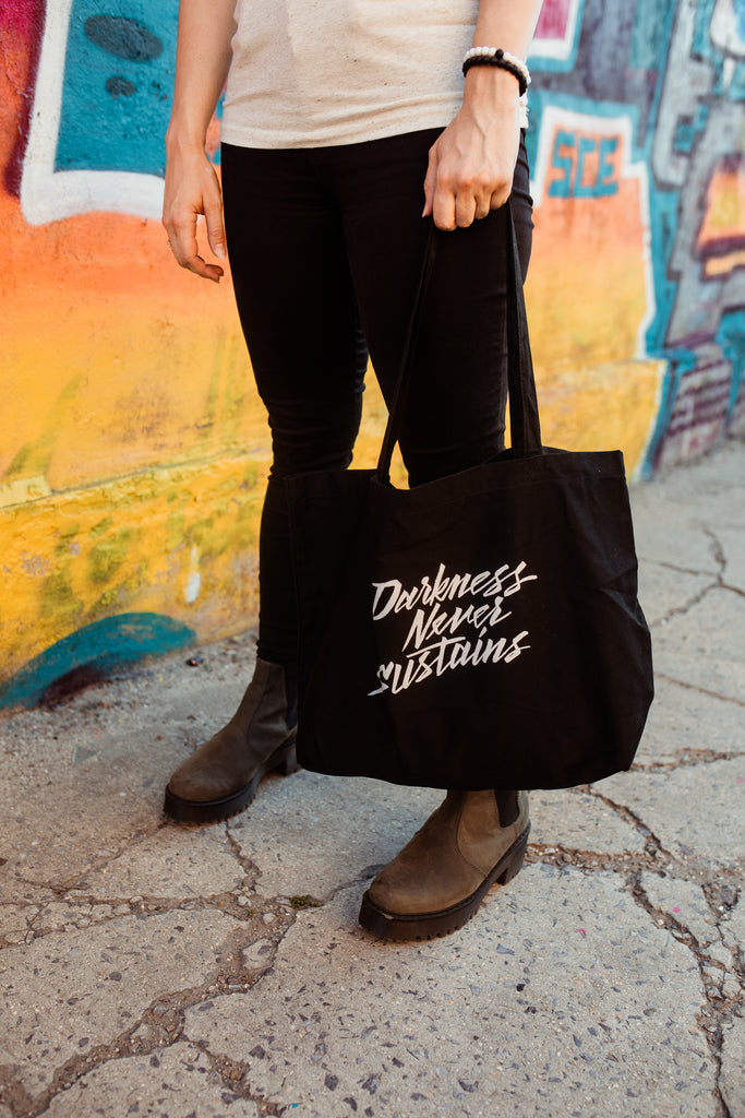 Darkness Never Sustains Large Eco Tote Bag