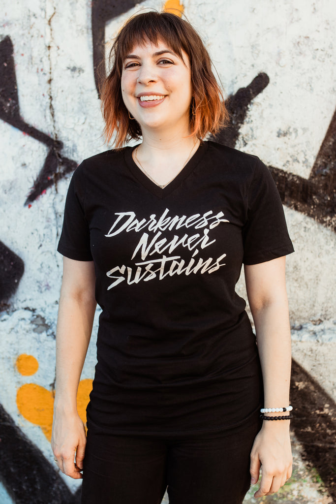 Darkness Never Sustains Unisex V-Neck T-Shirt