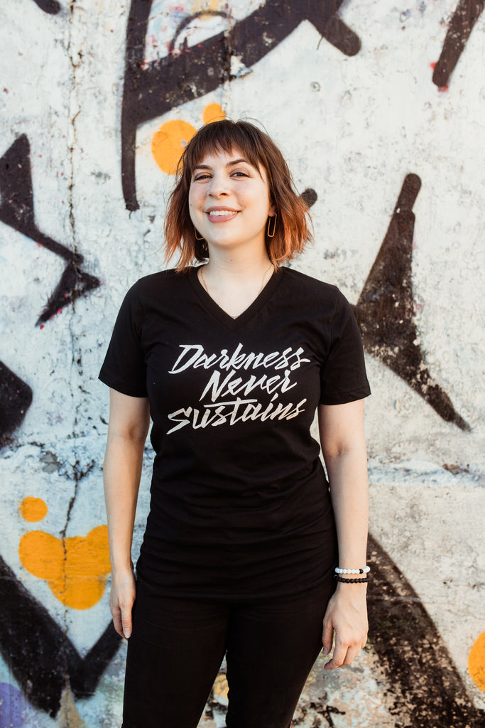 Darkness Never Sustains Unisex V-Neck T-Shirt