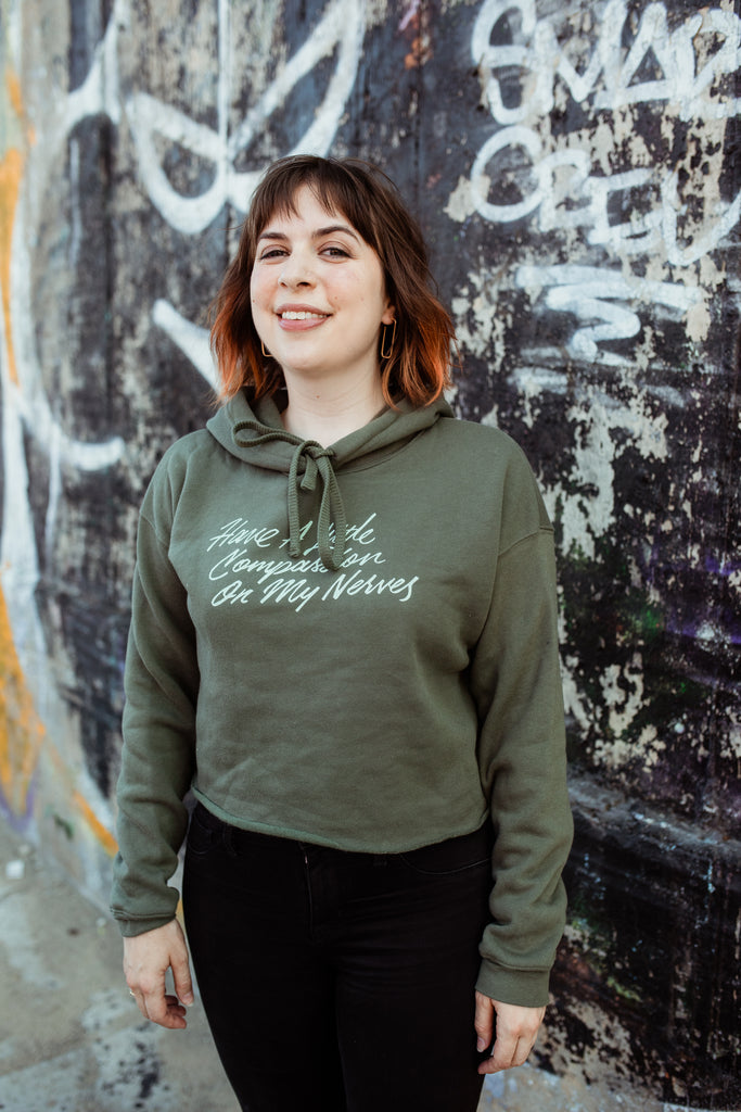 My Nerves! Fitted Crop Hoodie | Pride and Prejudice