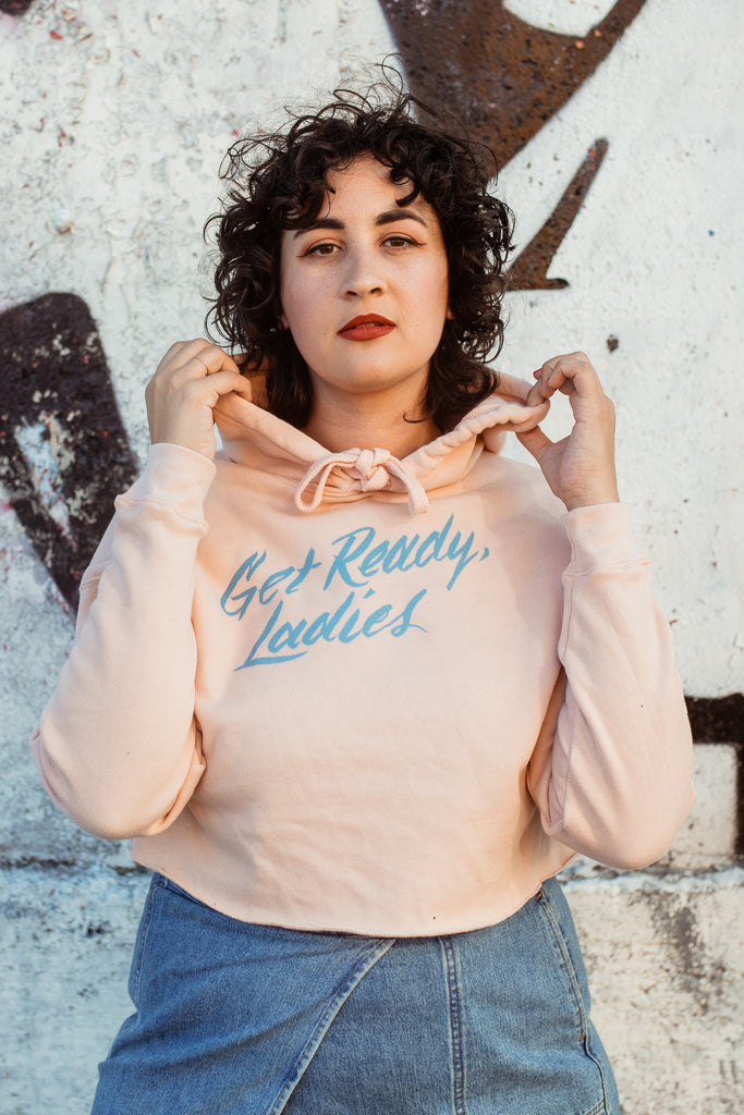 Get Ready, Ladies Fitted Crop Hoodie