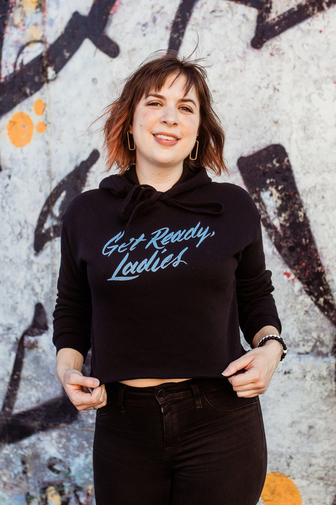 Get Ready, Ladies Fitted Crop Hoodie
