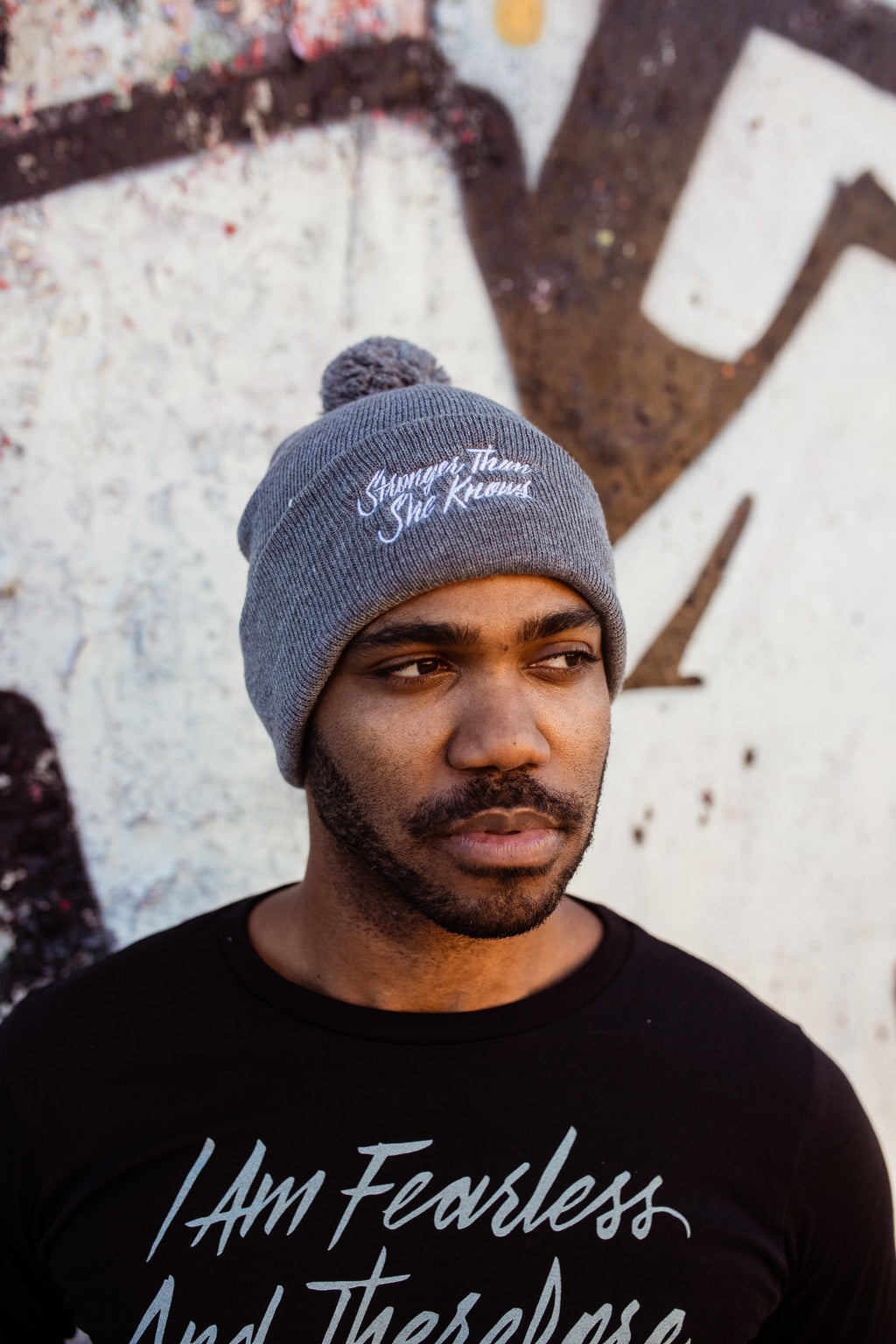 Stronger Than She Knows Pom-Pom Beanie
