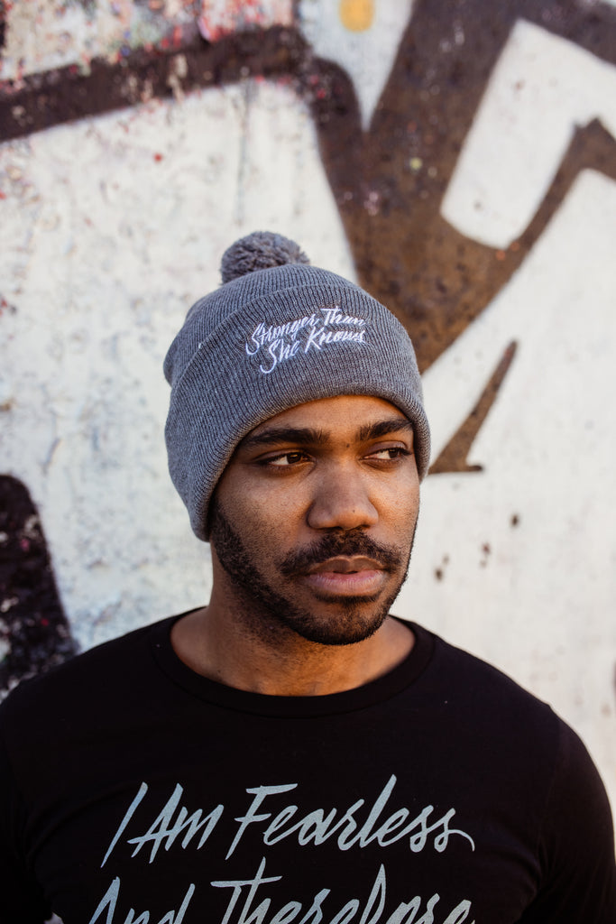 Stronger Than She Knows Pom-Pom Beanie