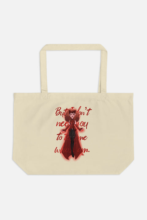 I Don't Need You to Tell Me Who I Am Large Eco Tote Bag | Butternut Gouache x Jordandene