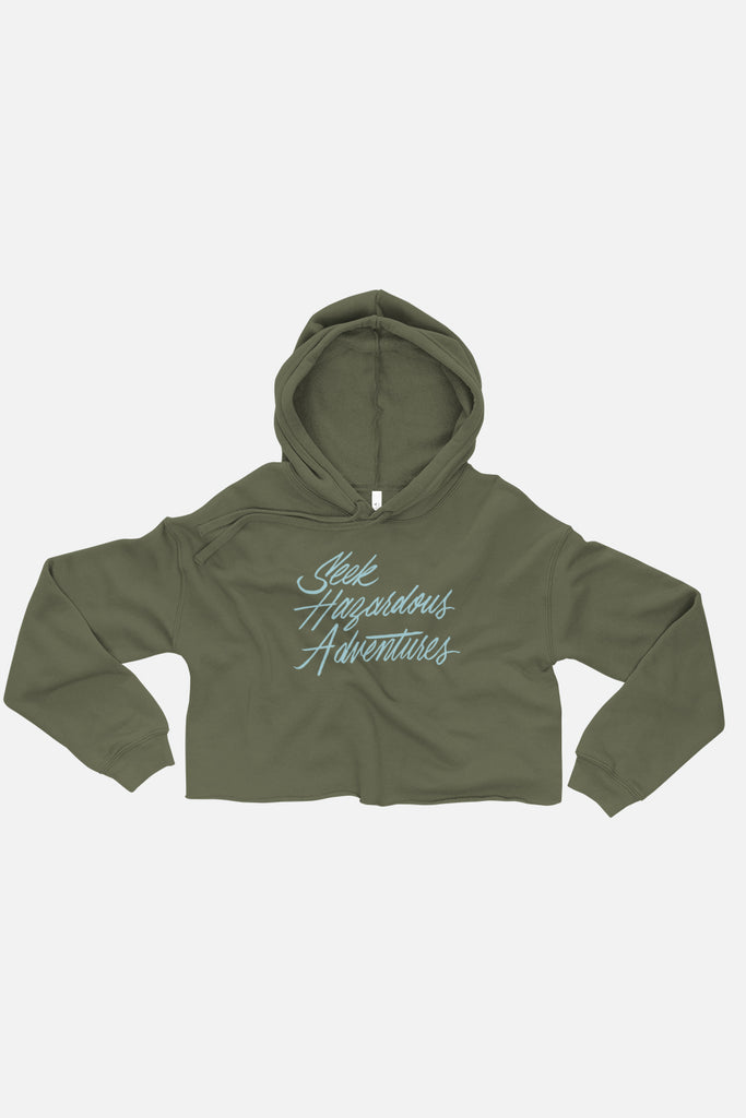 Seek Hazardous Adventures Fitted Crop Hoodie