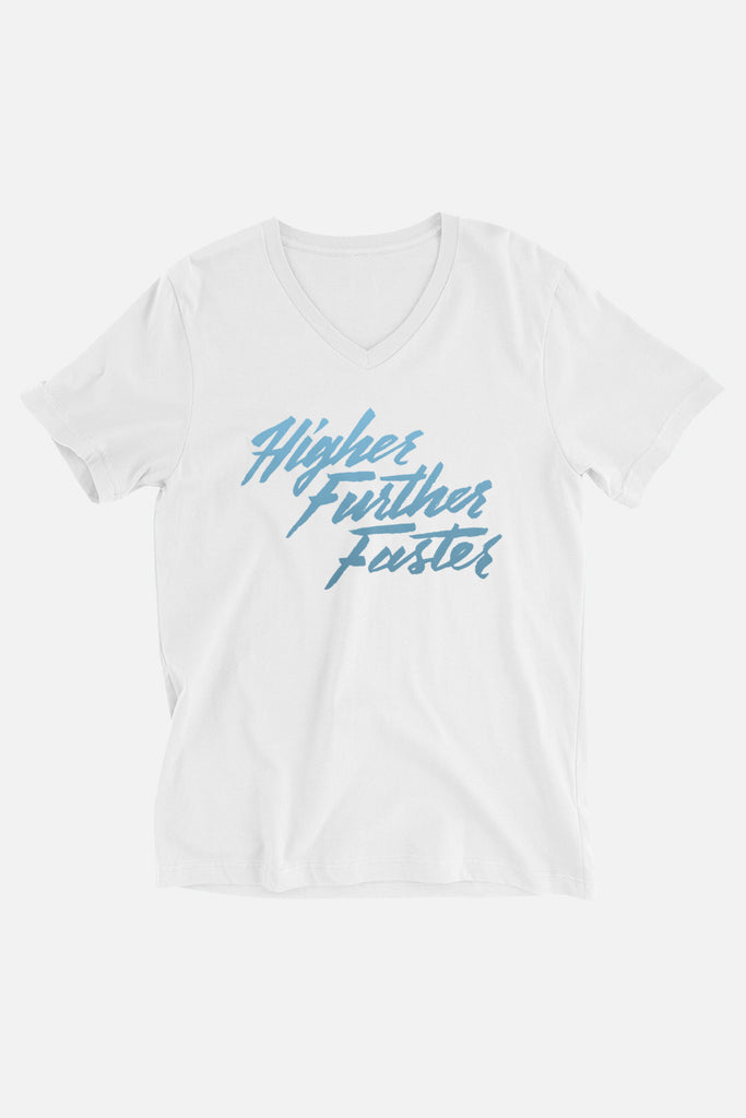 Higher Further Faster Unisex V-Neck T-Shirt