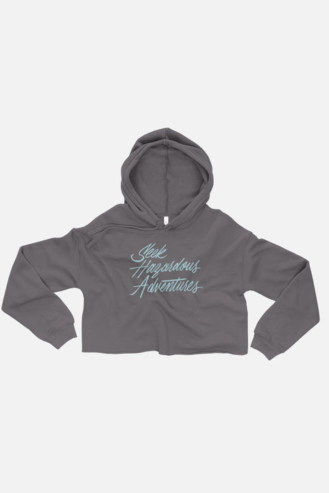 Seek Hazardous Adventures Fitted Crop Hoodie