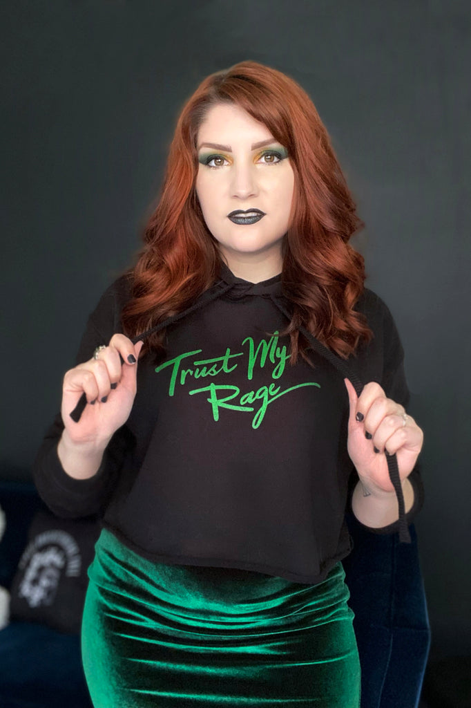 Trust My Rage Fitted Crop Hoodie
