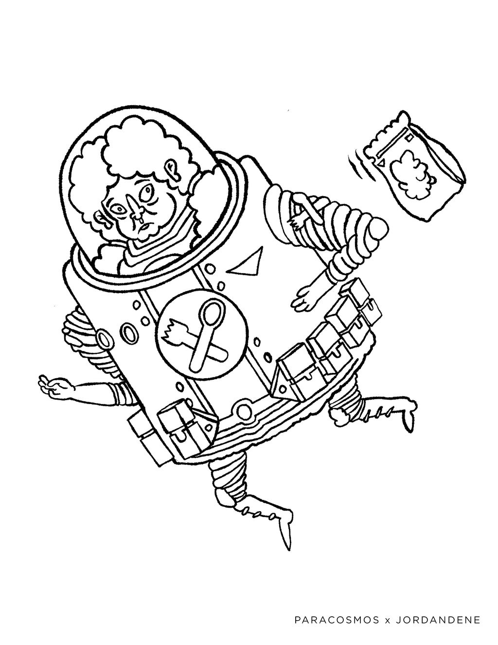 Popping Space Man Free Coloring Page
