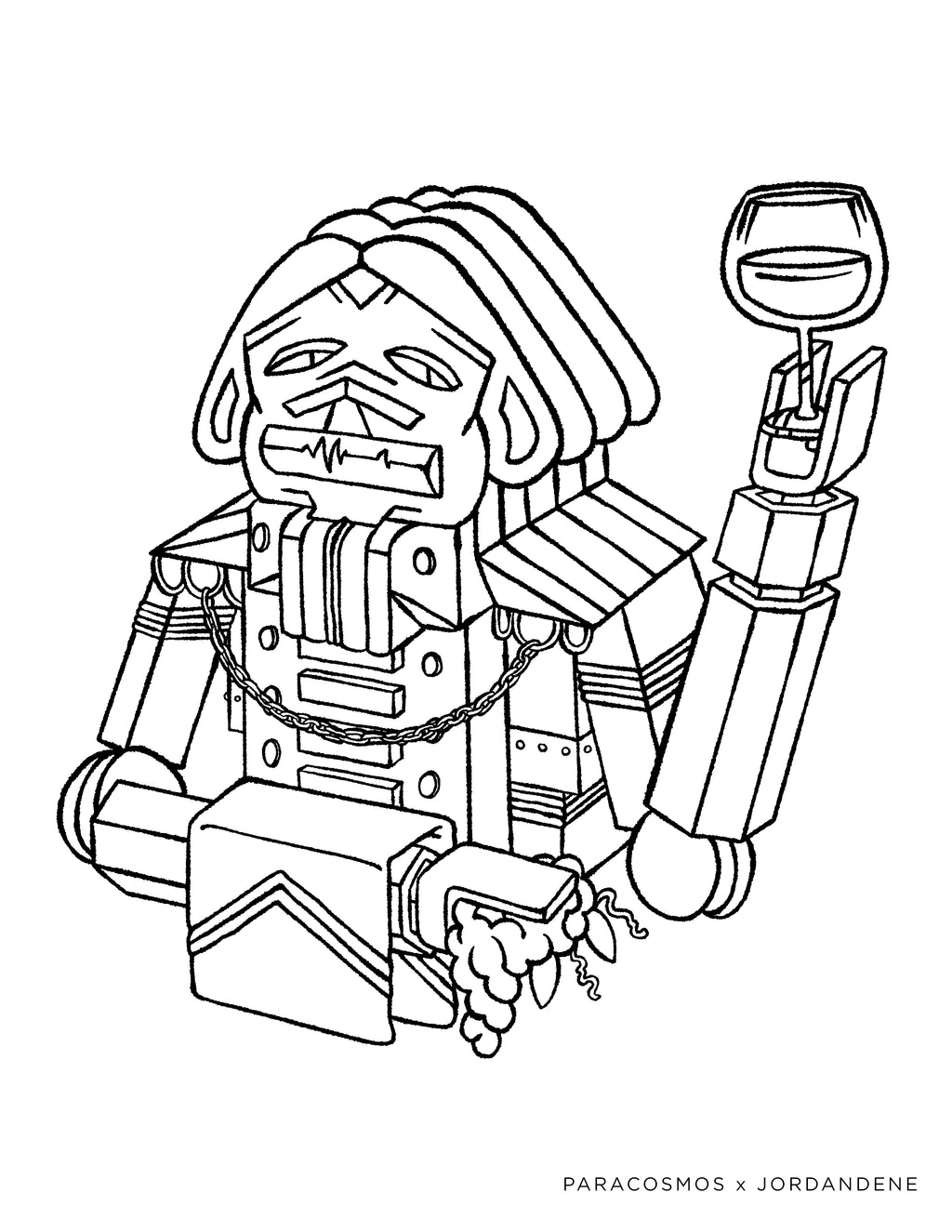 Fancy Robot Free Coloring Page