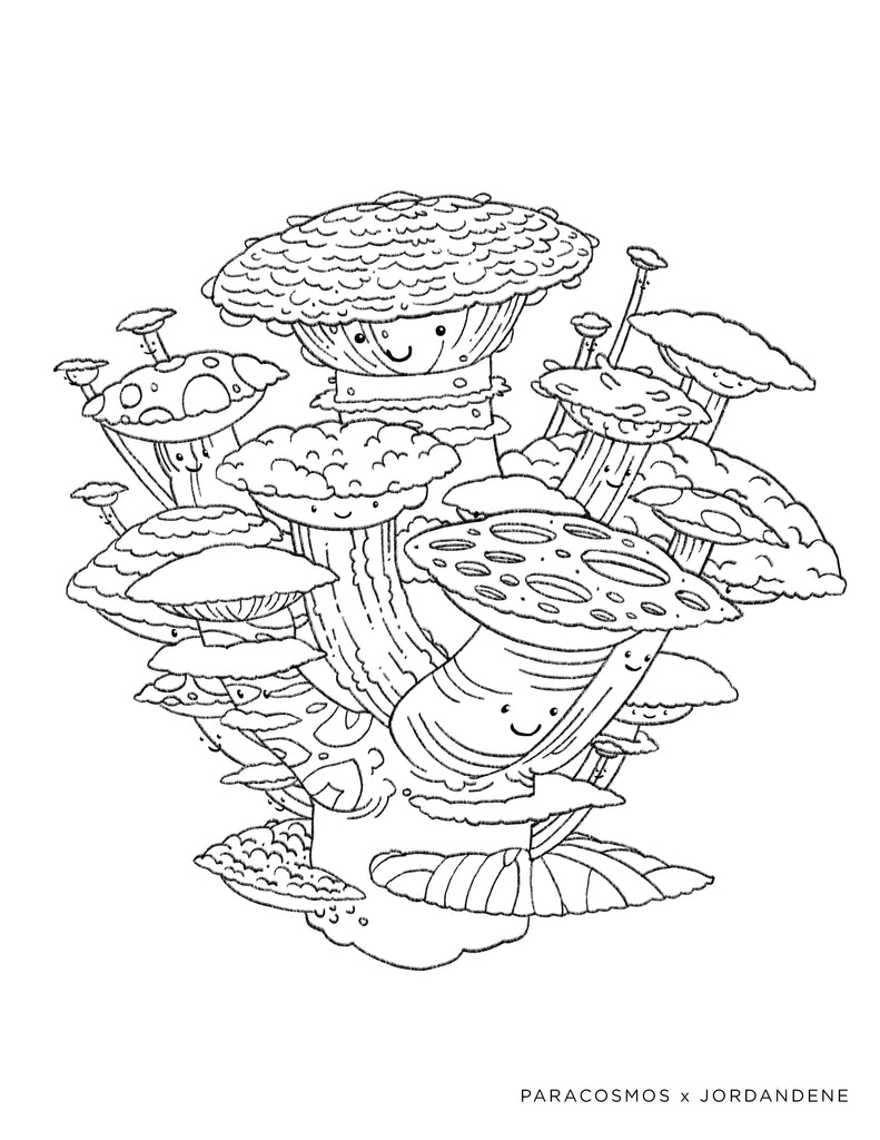 Space Shrooms Free Coloring Page
