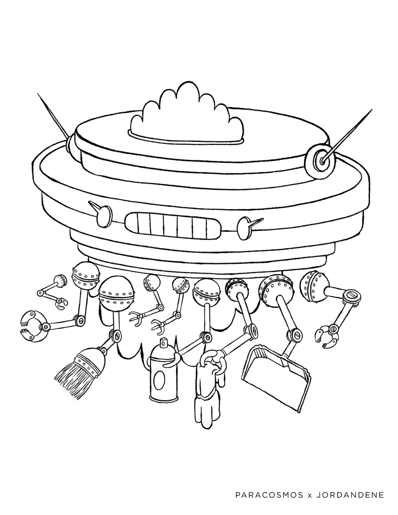 Space Roomba Free Coloring Page
