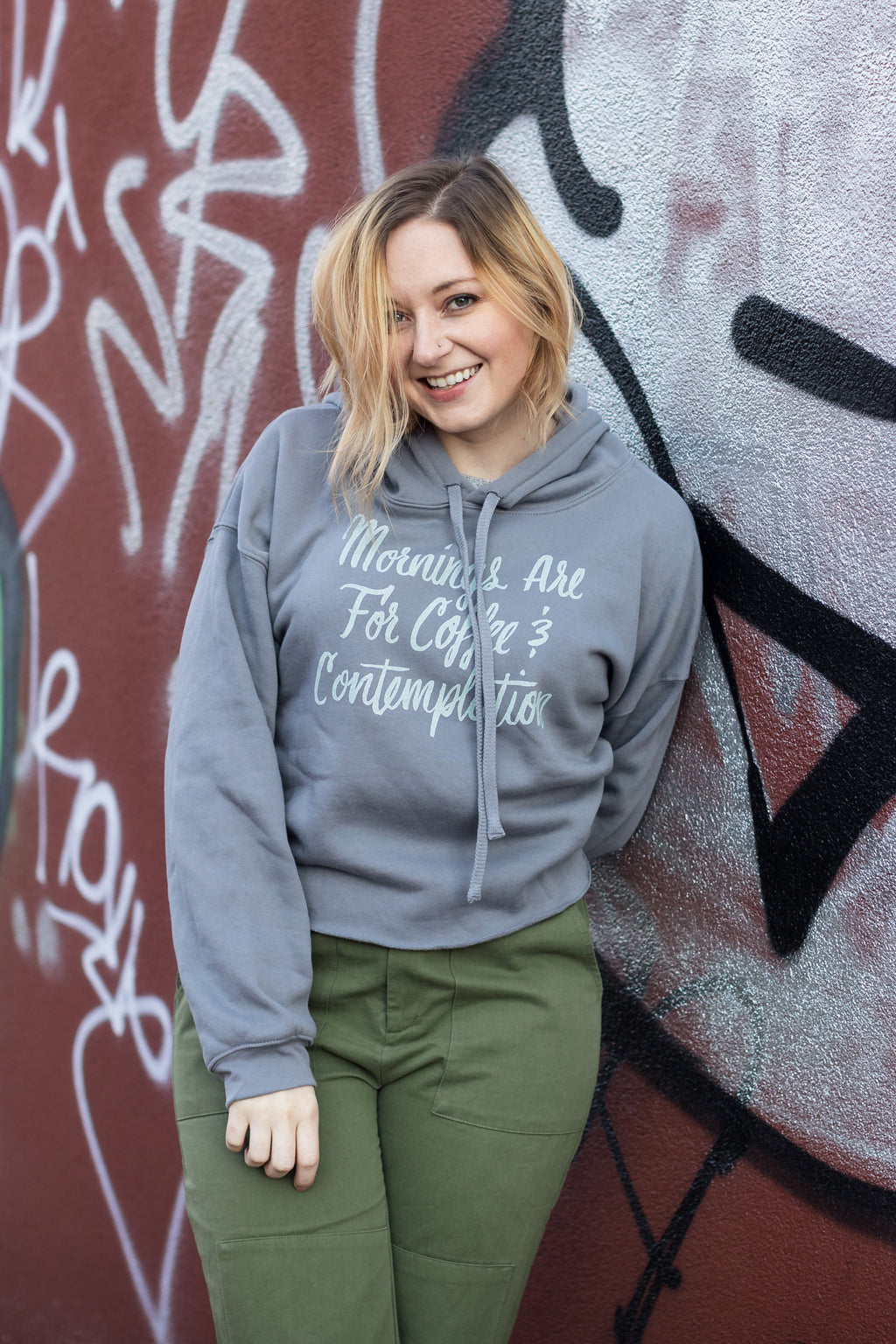 Coffee and Contemplation Crop Hoodie