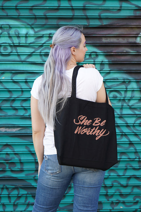 She Be Worthy Large Eco Tote Bag