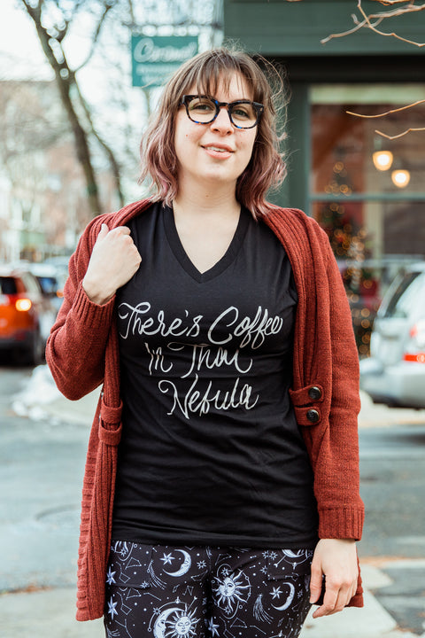 There's Coffee in that Nebula Unisex V-Neck T-Shirt