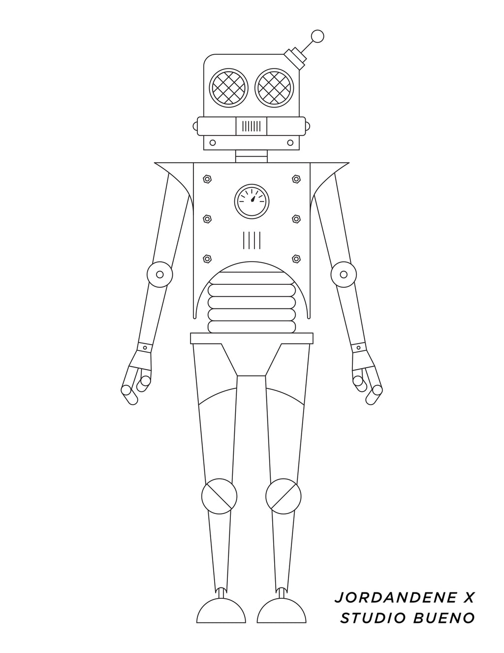 Little Robot Free Coloring Page | Studio Bueno