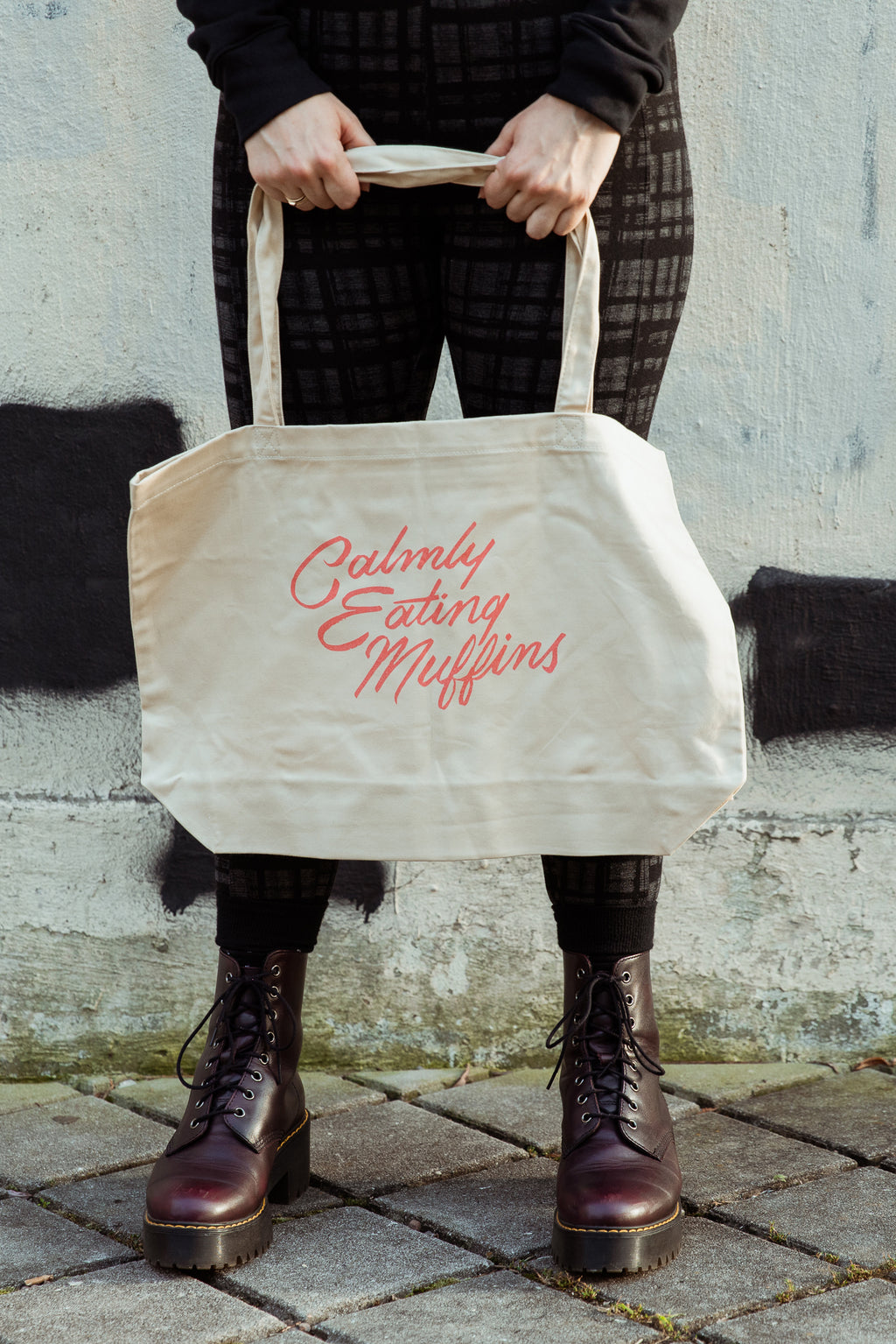 Calmly Eating Muffins Large Eco Tote | The Importance of Being Earnest