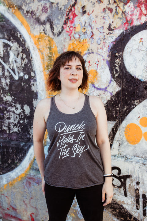 Punch Holes in the Sky Fitted Flowy Racerback Tank