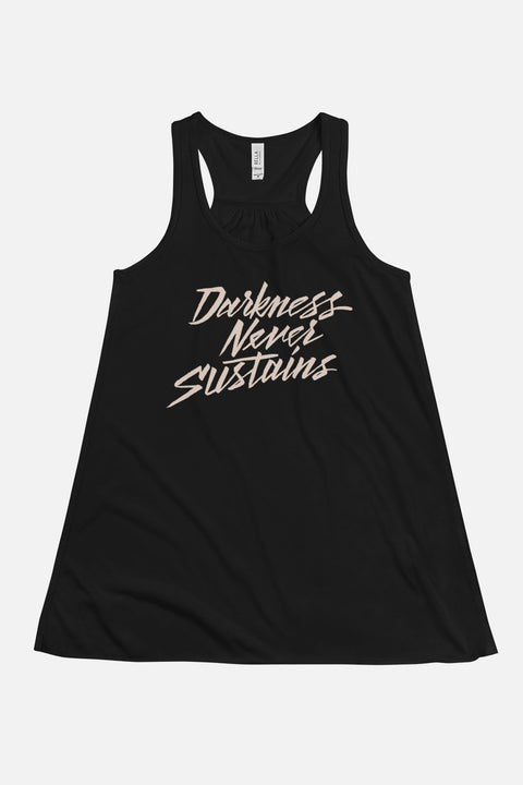 Darkness Never Sustains Fitted Flowy Racerback Tank